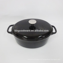 Restaurante al por mayor Utensilios de cocina Esmalte negro oval fundición cazuela / utensilios de cocina / olla / wok